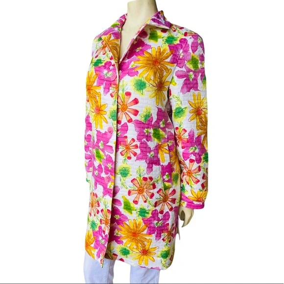 Harve Benard Floral Printed Fully Lined Buttoned Front Blazer Jacket - Picture 4 of 9